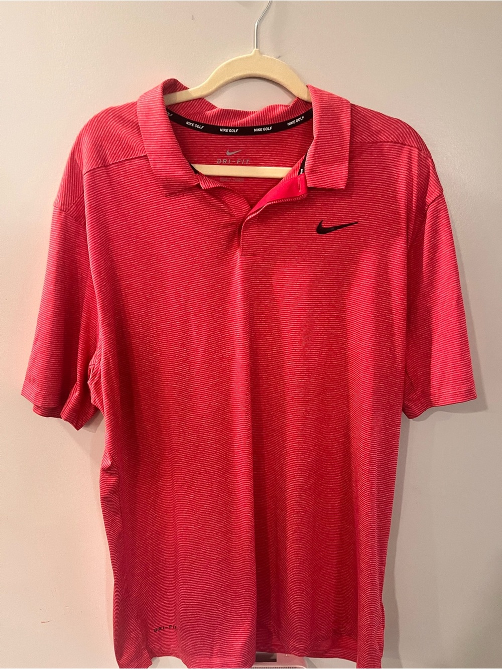 Nike Red Men's Polo with Black Swoosh